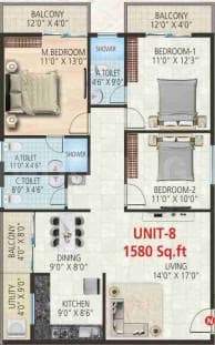 Srivara Vasudha - 3 BHK Floor Plan