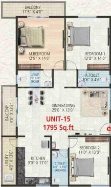 Srivara Vasudha - 3 BHK Floor Plan