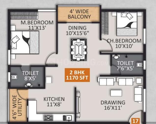STSK Nature Elationssss - 2 BHK Floor Plan