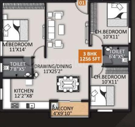 STSK Nature Elationssss - 3 BHK Floor Plan