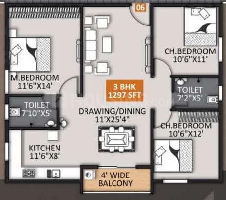 STSK Nature Elationssss - 3 BHK Floor Plan