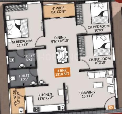 STSK Nature Elationssss - 3 BHK Floor Plan