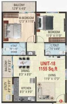 Suvrith Shelter - 2 BHK Floor Plan