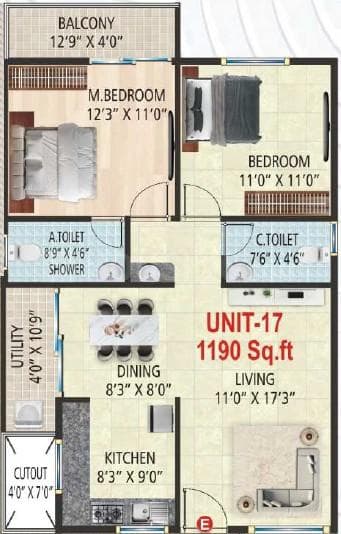 Suvrith Shelter - 2 BHK Floor Plan