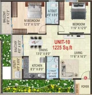 Suvrith Shelter - 2 BHK Floor Plan