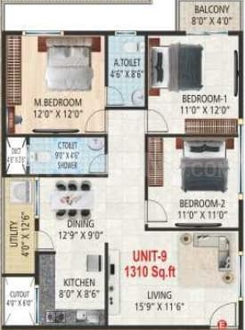 Suvrith Shelter - 3 BHK Floor Plan