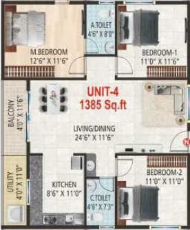 Suvrith Shelter - 3 BHK Floor Plan