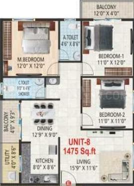 Suvrith Shelter - 3 BHK Floor Plan