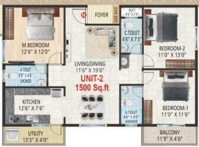 Suvrith Shelter - 3 BHK Floor Plan