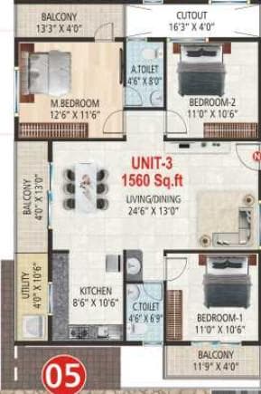 Suvrith Shelter - 3 BHK Floor Plan