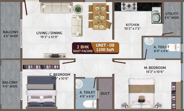 SV Enclave - 2 BHK Floor Plan