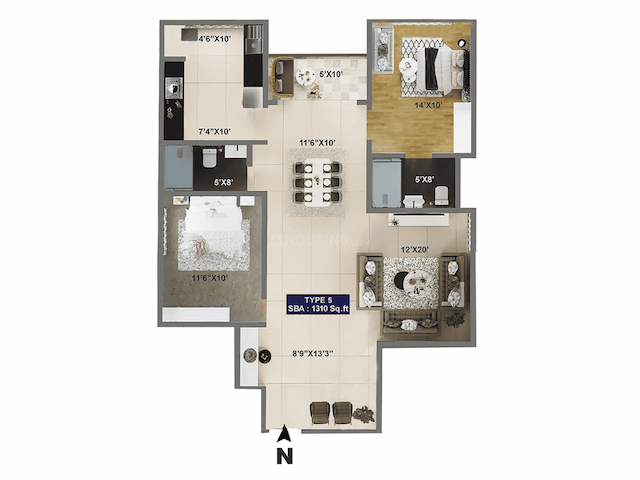 SV Polaris - 2 BHK Floor Plan