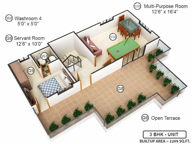 Tanmathra Shriram Chirping Grove 1 - 3 BHK Floor Plan