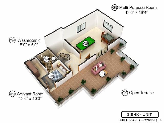 Tanmathra Shriram Chirping Grove 2 - 3 BHK Floor Plan