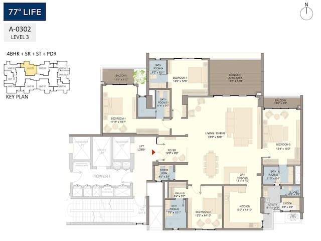 77° Life - 4 BHK Floor Plan