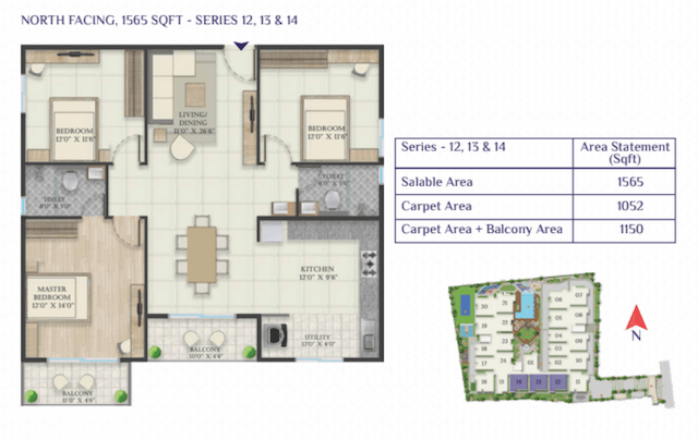 Abhee Riviera Royale - 2.5 BHK Floor Plan