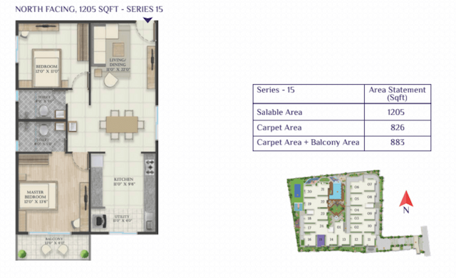 Abhee Riviera Royale - 2 BHK Floor Plan