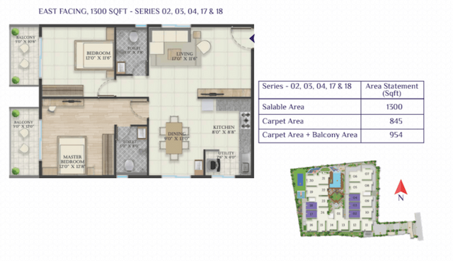 Abhee Riviera Royale - 2 BHK Floor Plan