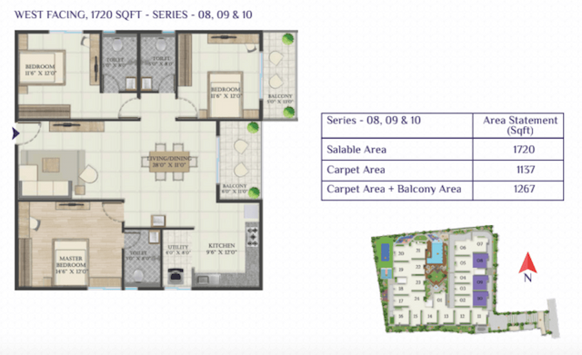 Abhee Riviera Royale - 3 BHK Floor Plan