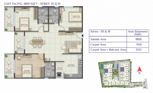 Abhee Riviera Royale - 3 BHK Floor Plan