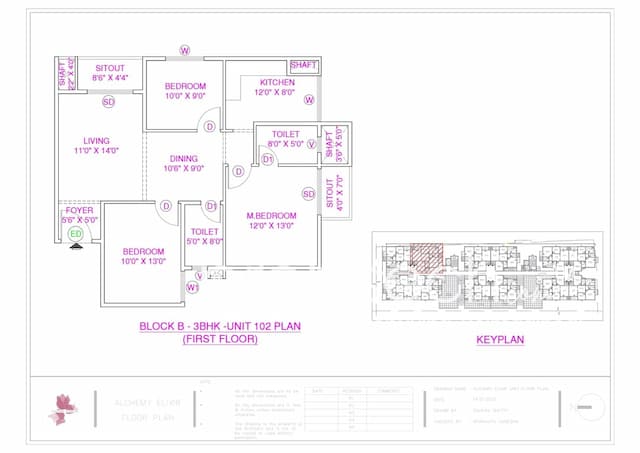 Aratt Alchemy Elixir - 3 BHK Floor Plan