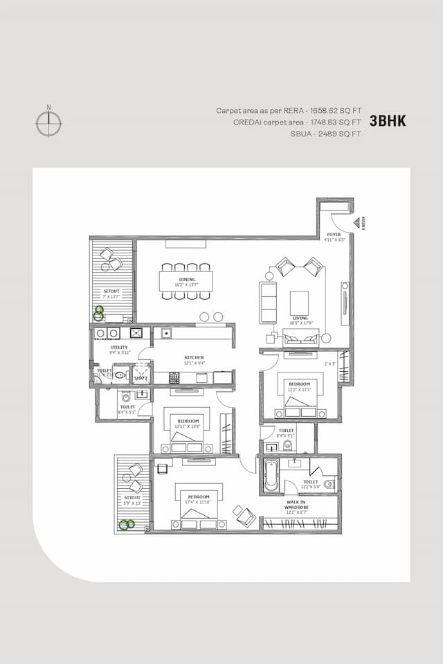 Assetz Soho and Sky - 3 BHK Floor Plan