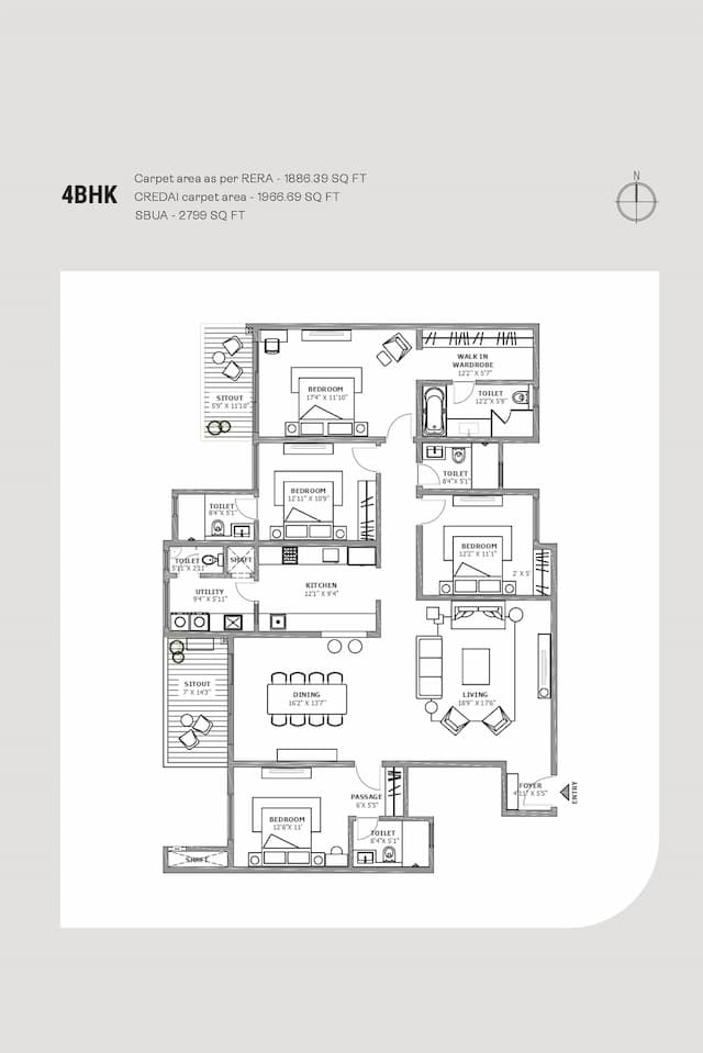 Assetz Soho and Sky - 4 BHK Floor Plan