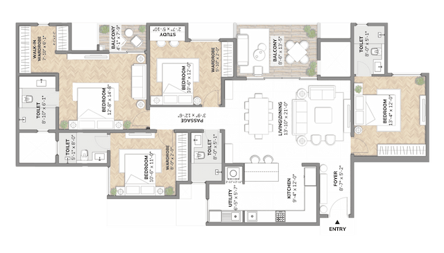 Assetz Sora and Saki - 4 BHK Floor Plan