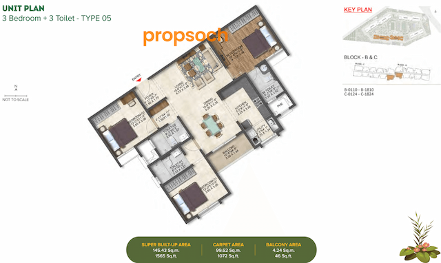 Brigade Calista Phase 2 - 3 BHK Floor Plan