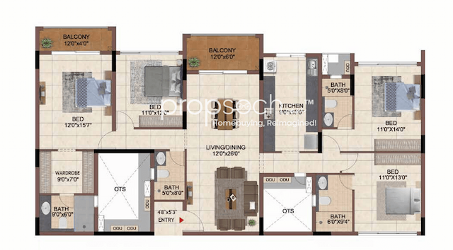 Casagrand Flammingo - 4 BHK Floor Plan