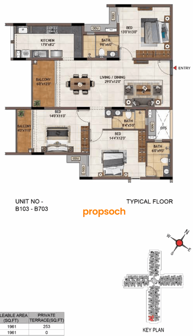 Casagrand Vivacity - 3 BHK Floor Plan