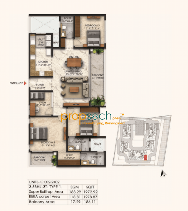 East Park Residences - 3.5 BHK Floor Plan