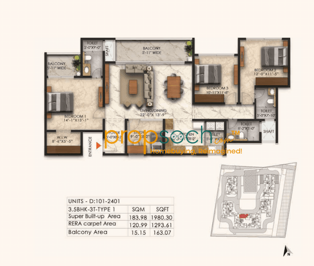 East Park Residences - 3.5 BHK Floor Plan