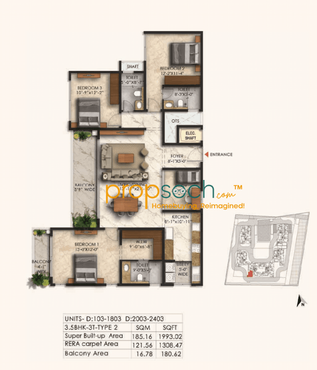 East Park Residences - 3.5 BHK Floor Plan
