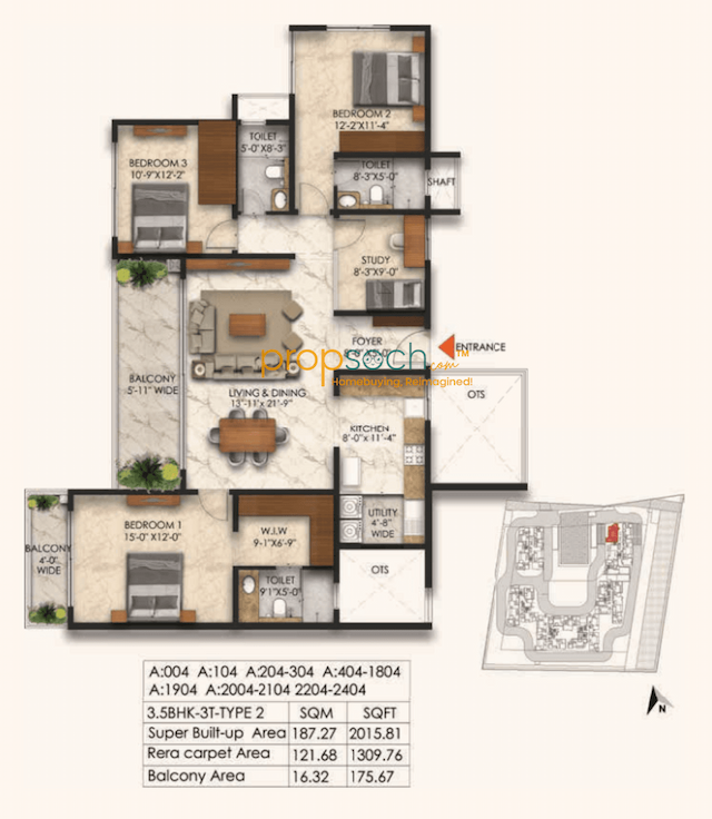 East Park Residences - 3.5 BHK Floor Plan