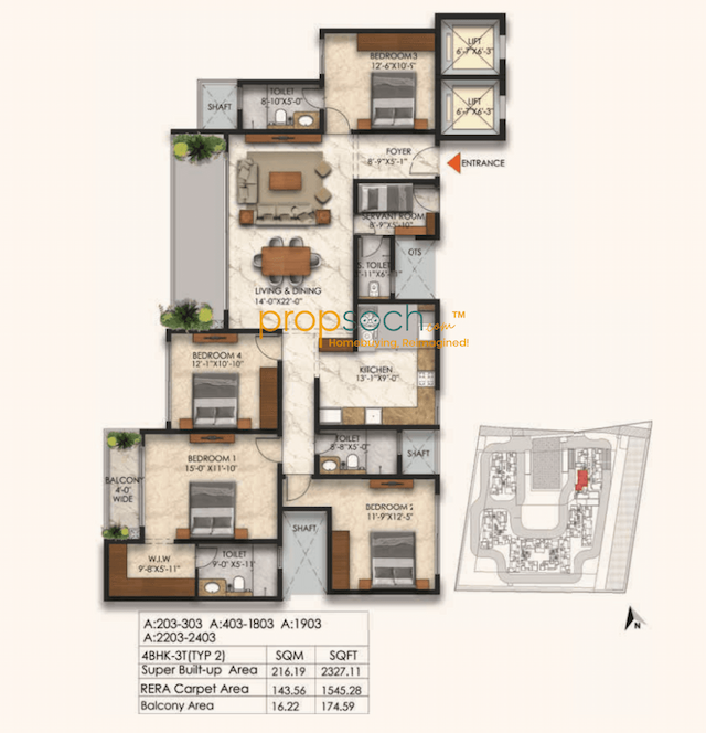 East Park Residences - 4 BHK Floor Plan