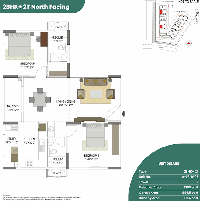 Elegant Takt - Tropical Symphony - 2 BHK Floor Plan