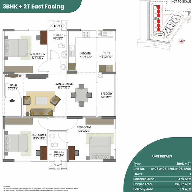 Elegant Takt - Tropical Symphony - 3 BHK Floor Plan