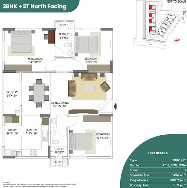Elegant Takt - Tropical Symphony - 3 BHK Floor Plan