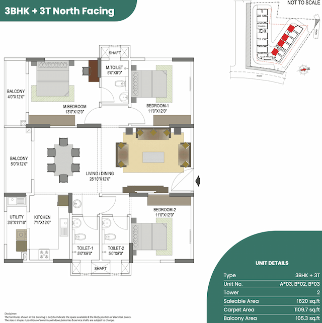 Elegant Takt - Tropical Symphony - 3 BHK Floor Plan