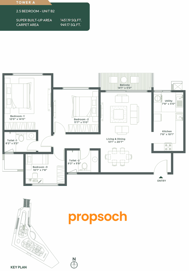 Embassy East Avenue - 2.5 BHK Floor Plan
