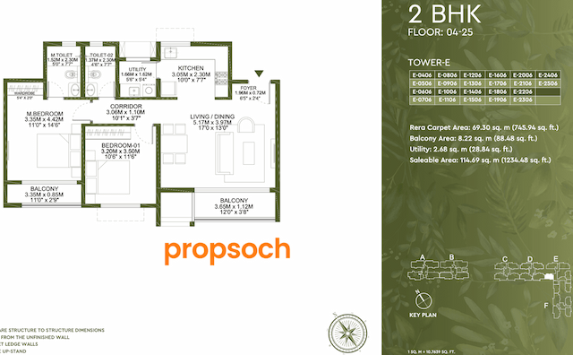 Godrej Lakeside Orchards - 2 BHK Floor Plan