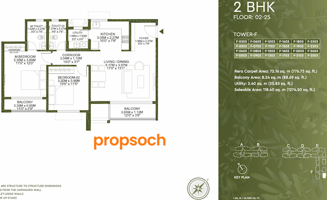 Godrej Lakeside Orchards - 2 BHK Floor Plan