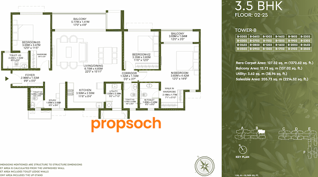 Godrej Lakeside Orchards - 3.5 BHK Floor Plan