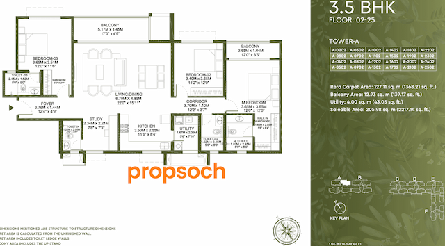 Godrej Lakeside Orchards - 3.5 BHK Floor Plan