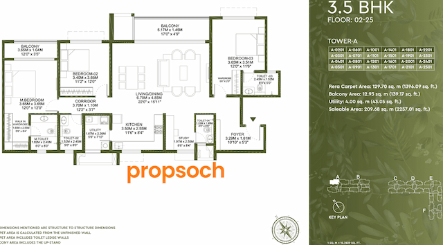 Godrej Lakeside Orchards - 3.5 BHK Floor Plan