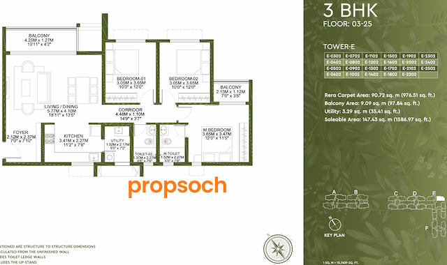 Godrej Lakeside Orchards - 3 BHK Floor Plan