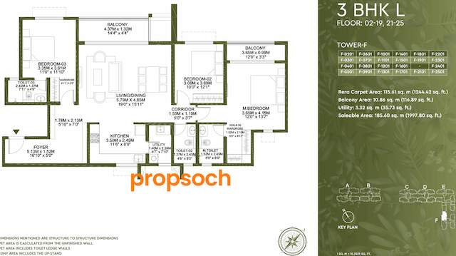 Godrej Lakeside Orchards - 3 BHK Floor Plan