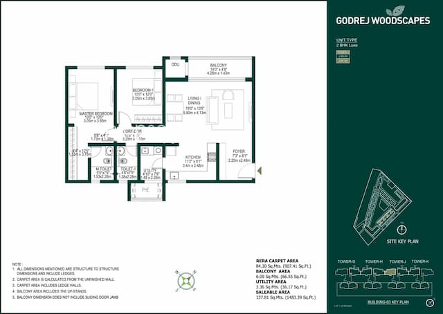 Godrej Woodscapes - 2 BHK Floor Plan