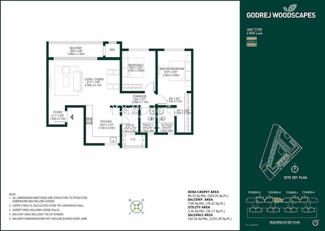 Godrej Woodscapes - 2 BHK Floor Plan